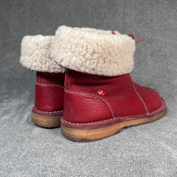 Duckfeet Arhus Shearling Red Pebbled Leather Boots Women's Size EU 42 US 10.5-11 - Picture 14 of 16
